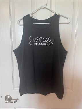 lululemon athletica Black Tank Top with White "Sweaty" Script